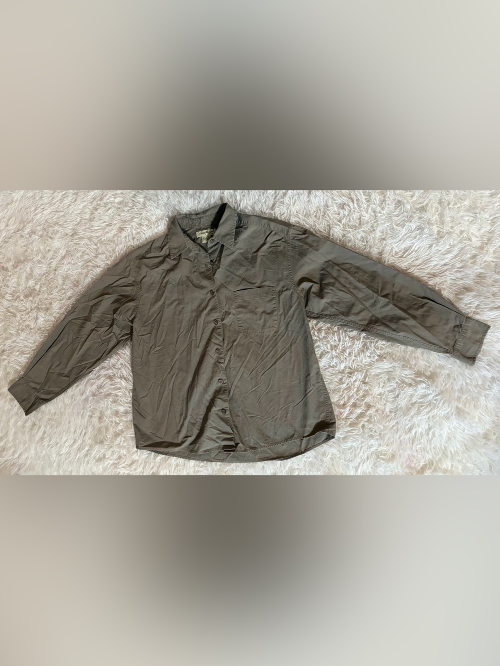 Vtg Eddie Bauer 90s Outdoor Hiking Work Chore Camping Button Down Shirt Gray L